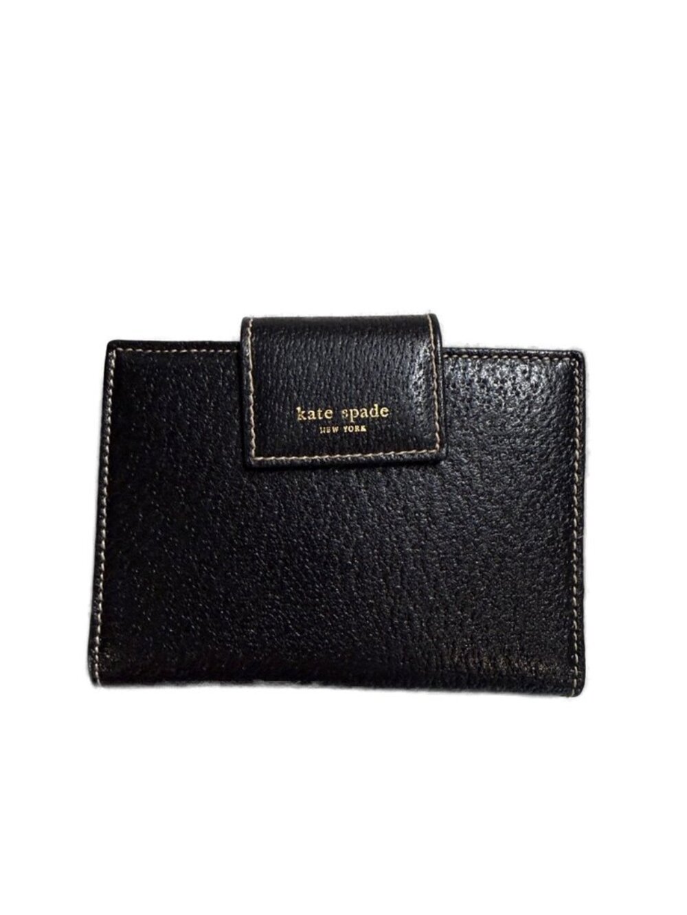 kate spade Black Leather Compact Snap Wallet